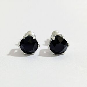 90s Vintage Midnight Onyx Studs made w/ Swarovski Crystal Elements S925 Overlay